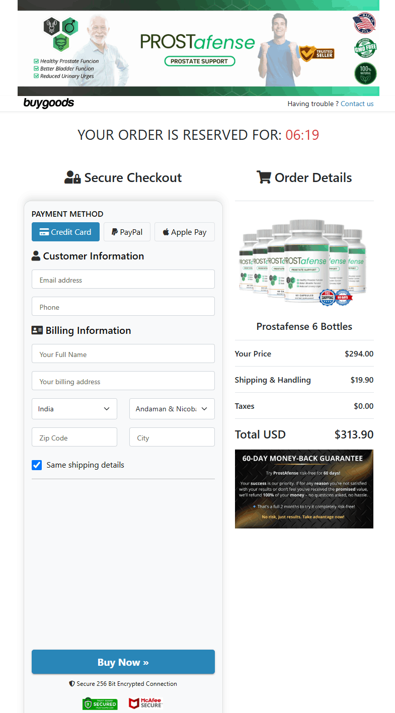 ProstAfense Checkout